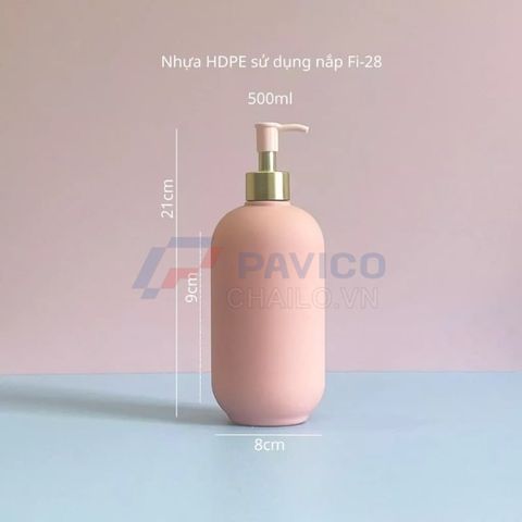Chai đựng sữa tắm dầu gội hồng pastel khoen vàng 500ml