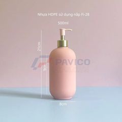 Chai đựng sữa tắm dầu gội hồng pastel khoen vàng 500ml
