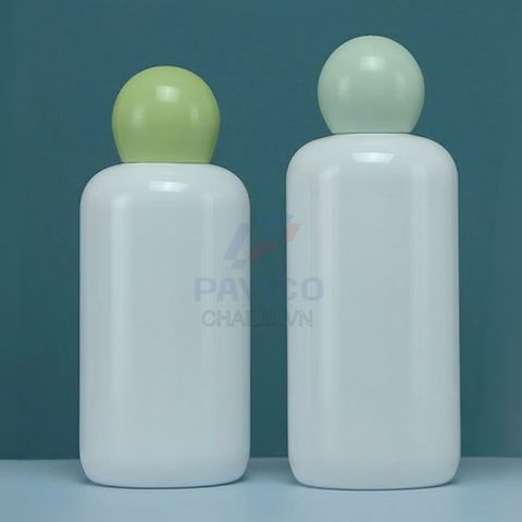 Chai đựng toner thân trắng nắp vặn hình cầu xanh 100ml 200ml