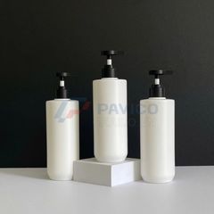 Chai HDPE 500ml vòi nhấn đen đựng dầu gội hoặc sữa tắm