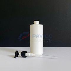 Chai HDPE 500ml vòi nhấn đen đựng dầu gội hoặc sữa tắm