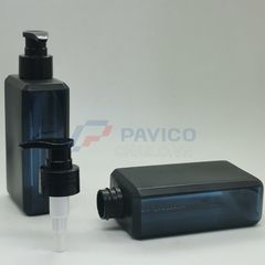 Chai mỹ phẩm HDPE đen vuông 500ml nắp pump đựng dầu gội cao cấp