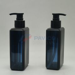 Chai mỹ phẩm HDPE đen vuông 500ml nắp pump đựng dầu gội cao cấp