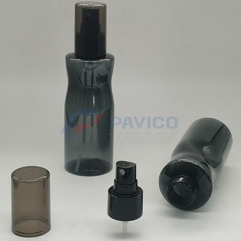 Chai mỹ phẩm PET đen bóng 150ml vòi nhấn công dụng lotion cao cấp