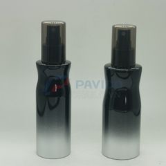 Chai mỹ phẩm PET đen bóng 150ml vòi nhấn công dụng lotion cao cấp