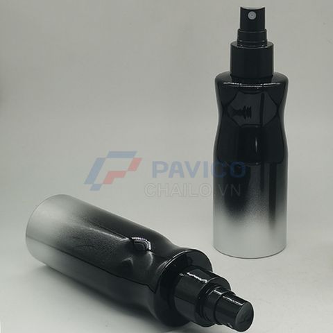 Chai mỹ phẩm PET đen bóng 150ml vòi nhấn công dụng lotion cao cấp
