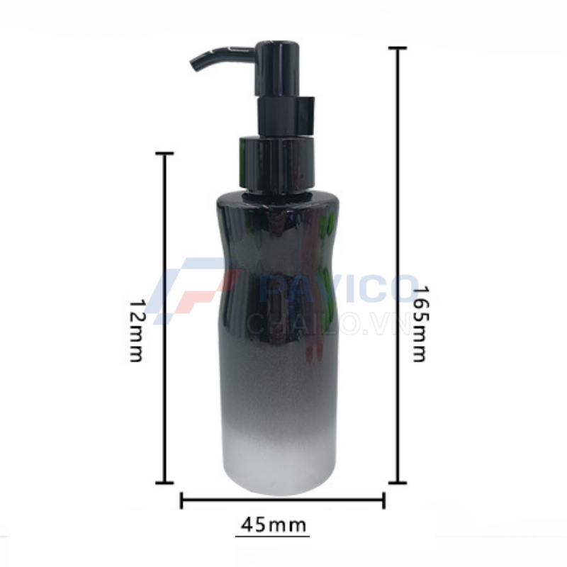 Chai mỹ phẩm PET đen bóng 150ml vòi nhấn công dụng lotion cao cấp