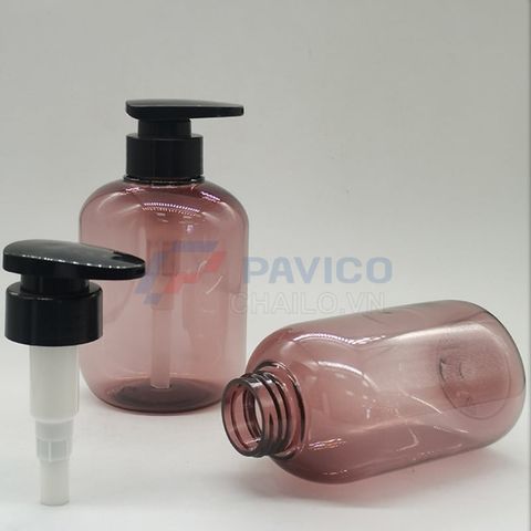 Chai mỹ phẩm PET nâu 400ml nắp nhấn đựng sữa dưỡng thể