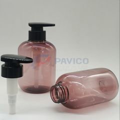 Chai mỹ phẩm PET nâu 400ml nắp nhấn đựng sữa dưỡng thể