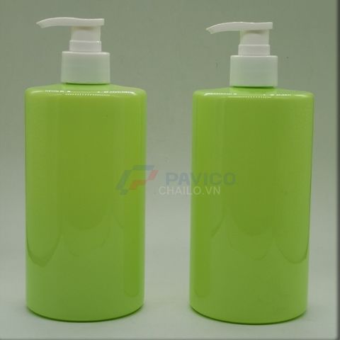 Chai nhựa 500ml xanh lá nắp vòi nhấn đựng dầu gội sữa tắm