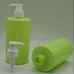 Chai nhựa 500ml xanh lá nắp vòi nhấn đựng dầu gội sữa tắm