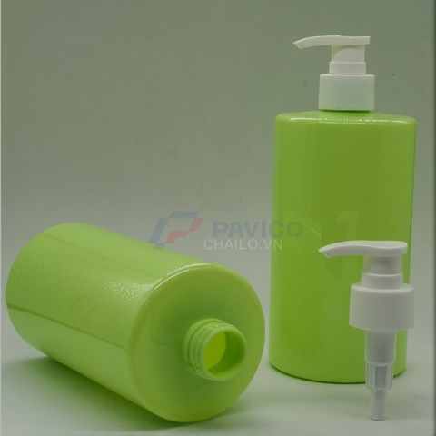 Chai nhựa 500ml xanh lá nắp vòi nhấn đựng dầu gội sữa tắm