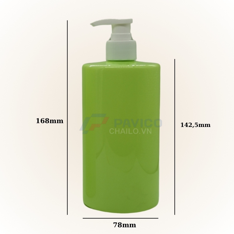 Chai nhựa 500ml xanh lá nắp vòi nhấn đựng dầu gội sữa tắm