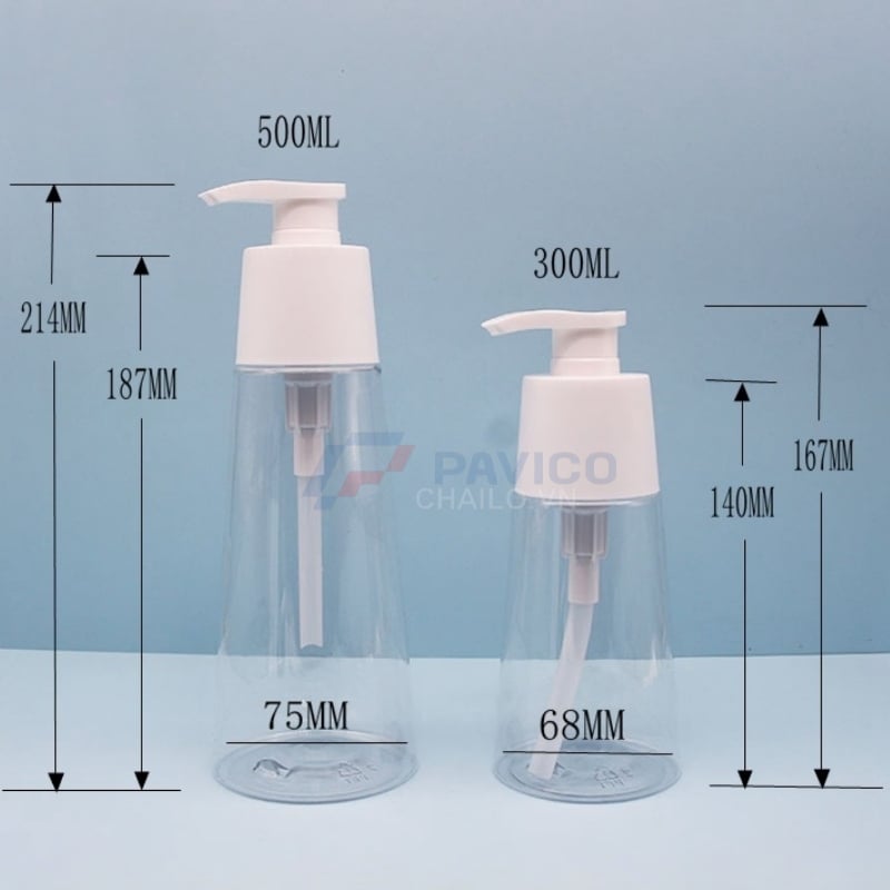 Chai nhựa dáng thấp 300ml 500ml sữa rửa mặt dầu gội