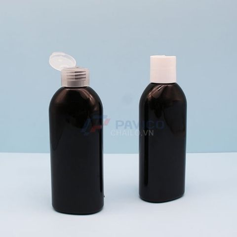 Chai nhựa đen nắp bật 120ml 180ml đựng chiết mỹ phẩm kem dưỡng