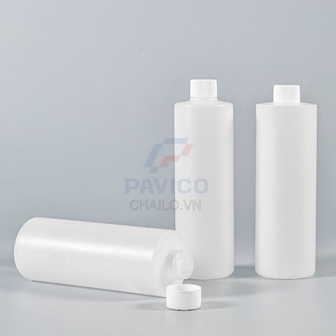 Chai nhựa đựng hóa chất trụ tròn trong mờ nắp vặn 500ml 1000ml