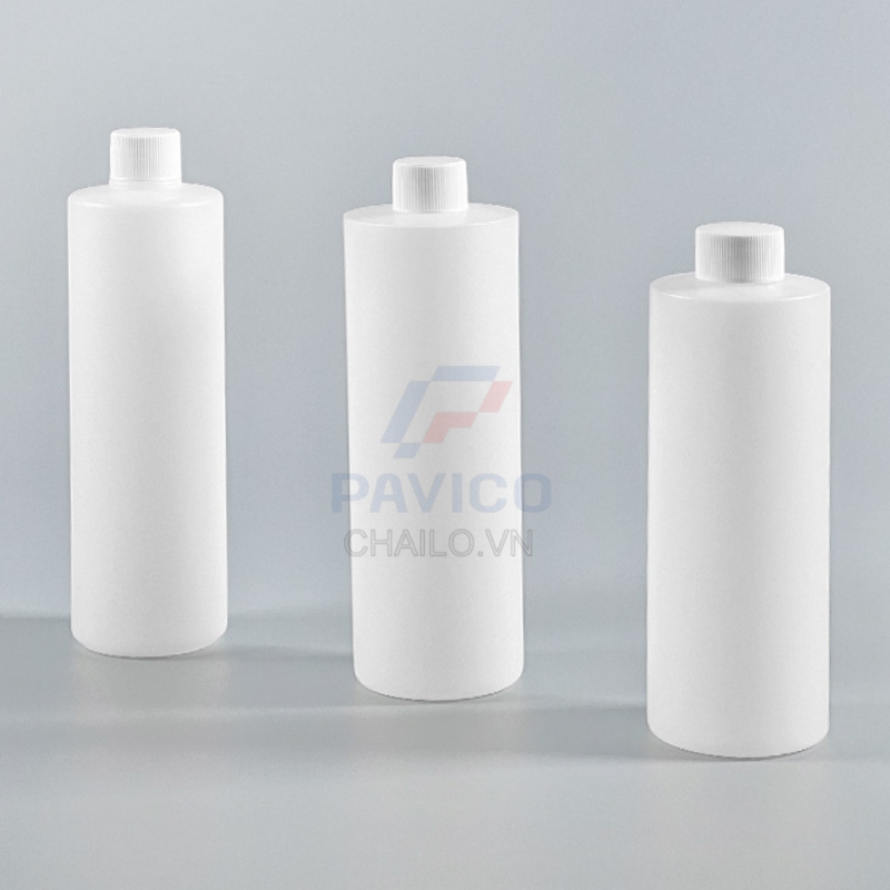 Chai nhựa đựng hóa chất trụ tròn trong mờ nắp vặn 500ml 1000ml