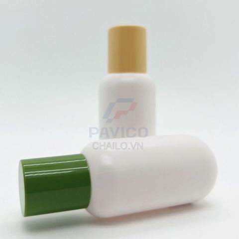Chai nhựa đựng mỹ phẩm thân trắng nắp vặn tròn vàng 100ml 150ml