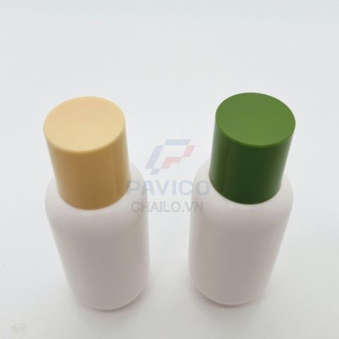 Chai nhựa đựng mỹ phẩm thân trắng nắp vặn tròn vàng 100ml 150ml