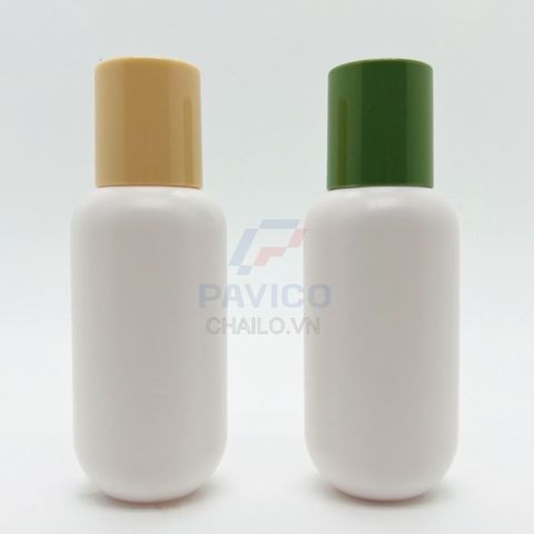 Chai nhựa đựng mỹ phẩm thân trắng nắp vặn tròn vàng 100ml 150ml