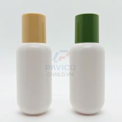 Chai nhựa đựng mỹ phẩm thân trắng nắp vặn tròn vàng 100ml 150ml