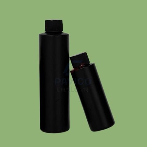 Chai nhựa đựng tinh dầu trụ trơn màu đen nắp vặn 100ml 250ml