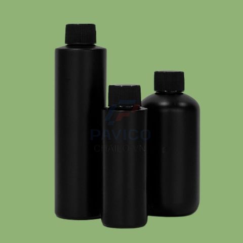 Chai nhựa đựng tinh dầu trụ trơn màu đen nắp vặn 100ml 250ml