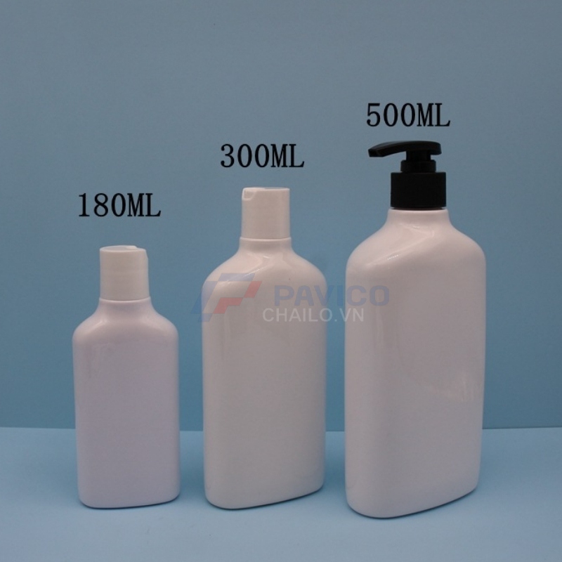 Chai nhựa hdpe 180ml 300ml 500ml đầu bơm kem nắp bật nắp vặn