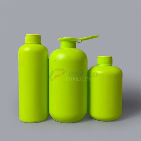 Chai nhựa hdpe tròn 250ml 400ml xanh nõn chuối nắp bật
