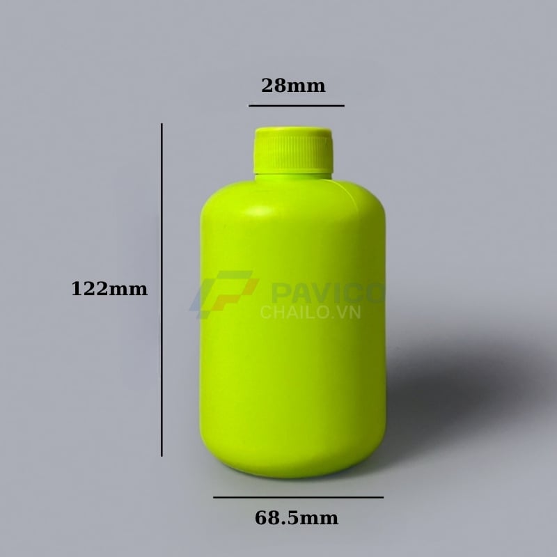 Chai nhựa hdpe tròn 250ml 400ml xanh nõn chuối nắp bật