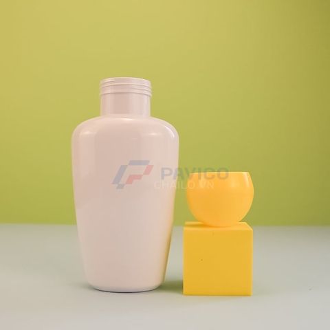 Chai nhựa hồng nhạt 120ml 220ml nắp bầu dục vàng mỹ phẩm