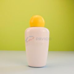 Chai nhựa hồng nhạt 120ml 220ml nắp bầu dục vàng mỹ phẩm