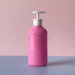 Chai nhựa hồng sọc 500ml 750ml đựng sữa tắm nắp trắng vòi bơm