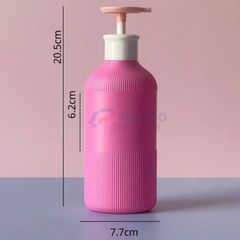 Chai nhựa hồng sọc 500ml 750ml đựng sữa tắm nắp trắng vòi bơm