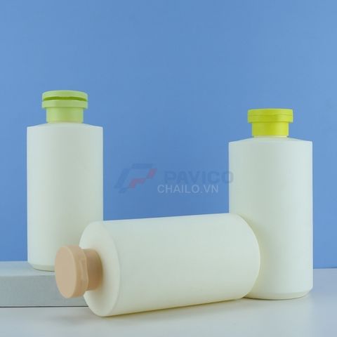 Chai nhựa mỹ phẩm dáng trụ 280ml 400ml nắp bật nắp bơm màu kem