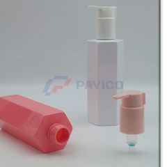Chai nhựa mỹ phẩm PET lục giác 150ml màu hồng đựng lotion dưỡng da