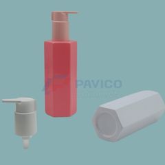 Chai nhựa mỹ phẩm PET lục giác 150ml màu hồng đựng lotion dưỡng da