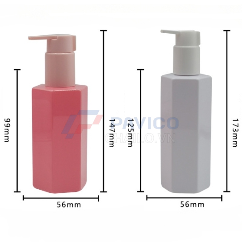 Chai nhựa mỹ phẩm PET lục giác 150ml màu hồng đựng lotion dưỡng da