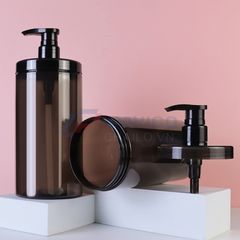 Chai nhựa PET 1000ml trụ tròn nắp nhấn đựng dầu gội salon cao cấp