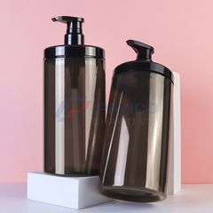 Chai nhựa PET 1000ml trụ tròn nắp nhấn đựng dầu gội salon cao cấp