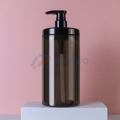 Chai nhựa PET 1000ml trụ tròn nắp nhấn đựng dầu gội salon cao cấp