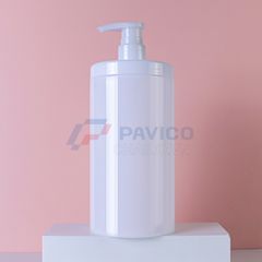 Chai nhựa PET 1000ml trụ tròn nắp nhấn đựng dầu gội salon cao cấp