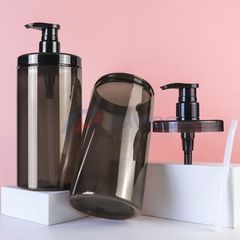 Chai nhựa PET 1000ml trụ tròn nắp nhấn đựng dầu gội salon cao cấp