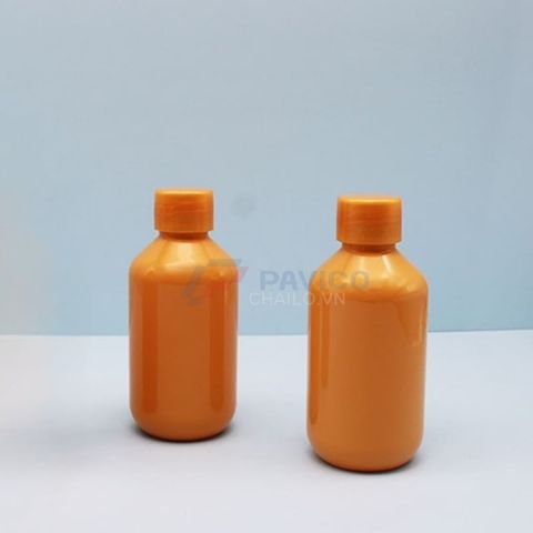 Chai nhựa pet 100ml 150ml màu cam đựng dược phẩm hóa chất