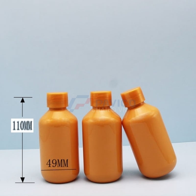 Chai nhựa pet 100ml 150ml màu cam đựng dược phẩm hóa chất