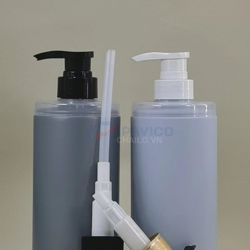 Chai nhựa pet 500ml 300ml xám xanh đầu nắp nhấn