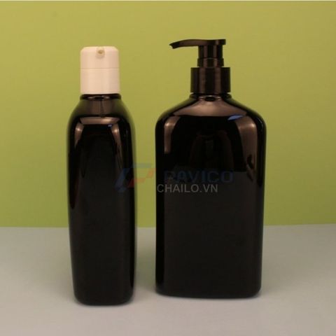 Chai nhựa pet 500ml nâu đen đầu bơm kem đen trắng