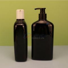 Chai nhựa pet 500ml nâu đen đầu bơm kem đen trắng