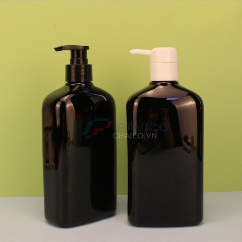 Chai nhựa pet 500ml nâu đen đầu bơm kem đen trắng