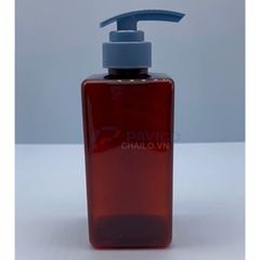 Chai nhựa pet nâu đỏ dáng vuông đầu bơm gel 500ml
